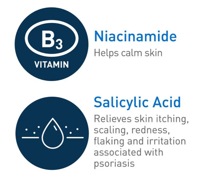 CeraVe Reiniger vir Psoriase Behandeling met Salisielsuur vir Droë Vel Jeukverligting & Melksuur vir Afskilfering, sonder Geur (236 ml)