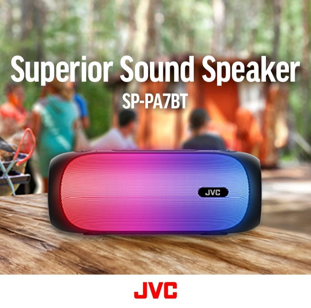 JVC Verligte Draagbare Koordlose Luidspreker met 30W maksimum uitsette, Dinamiese Klank, Bluetooth 5.0, TWS-vermoë, USB-C, AUX-ingang, tot 6-uur batterylewe - SPPA7BTA (Vlootblou)
