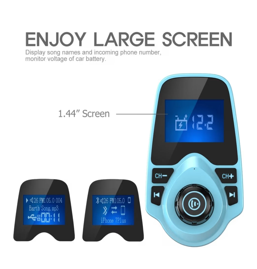 Bluetooth Motorvoertuig FM-sender Klankadapter Ontvanger Draadlose Handvrye Motorstel Met 1.44 Duim-skerm (F-Groen)