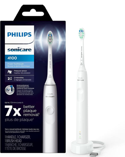Philips Sonicare 4100 Herlaaibare Elektriese Tandeborsel, met Druksensor, 2 Intensiteitinstellings- Wit (Model HX3681/23)