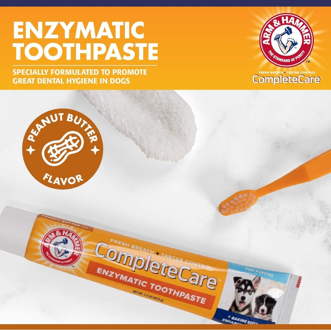 Arm & Hammer Complete Care Puppy Dental Kit - Includes Small Dog Toothbrush, Peanut Butter Flavor (2.5 Oz) Toothpaste