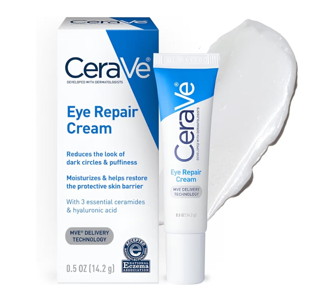CeraVe Eye Repair Cream, Onderogeroom Hialuronzuur + Niasienamied + Mariene Botaniese Kompleks, Olievry