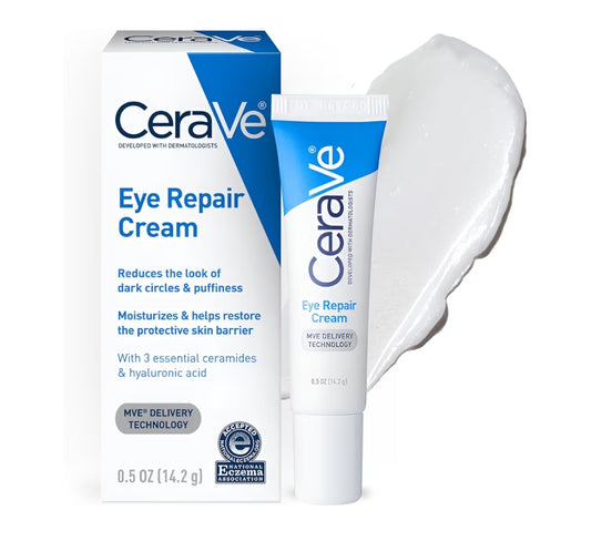 CeraVe Eye Repair Cream, Onderogeroom Hialuronzuur + Niasienamied + Mariene Botaniese Kompleks, Olievry
