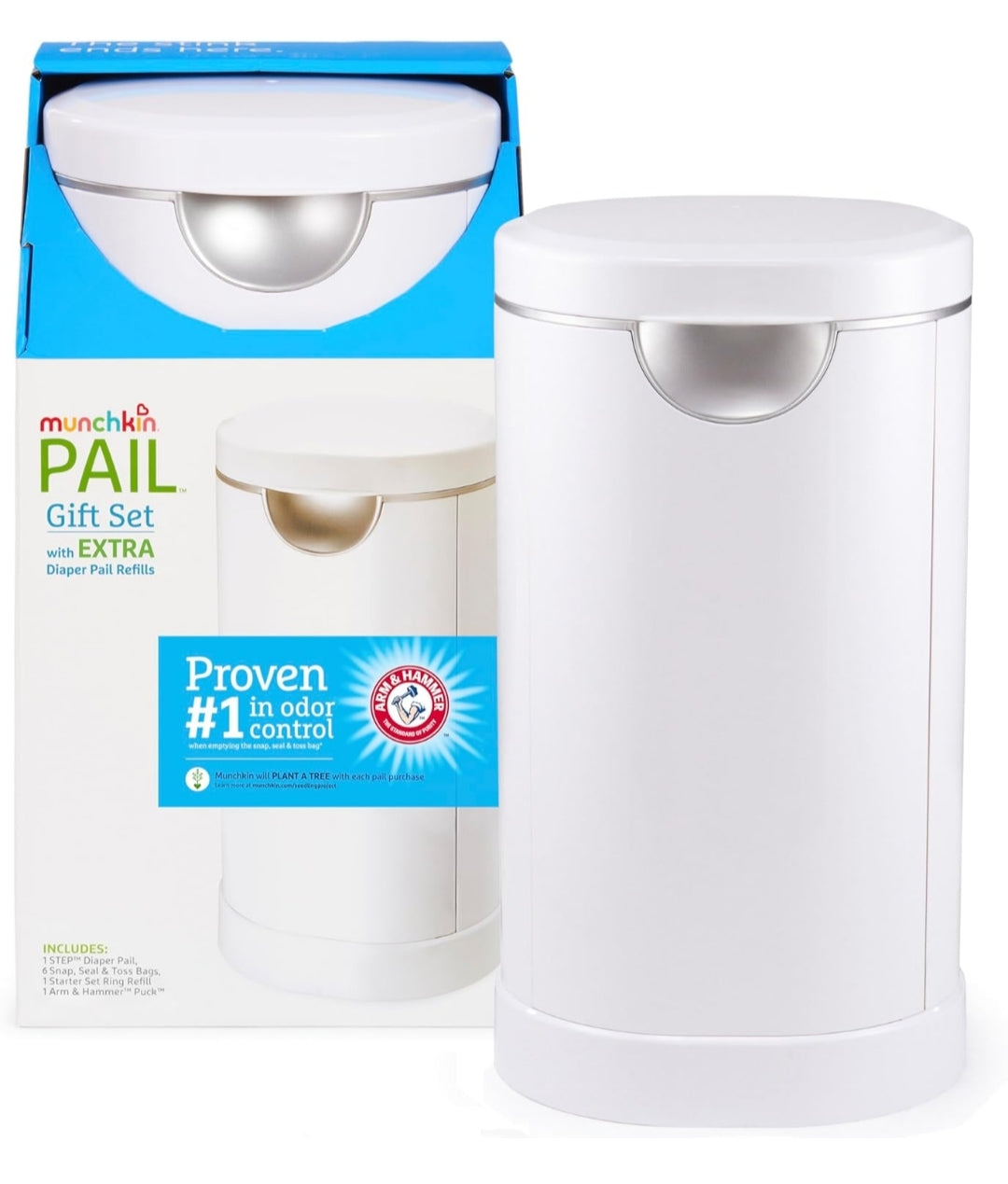 Munchkin PAI Diaper Pail Baby Registry Starter Set, Powered by Arm & Hammer