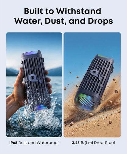 Soundcore Boom 3i by Anker, Rugged Outdoor Speakers, IP68 Waterproof, Floating Playback, Saltwater-Resistant, BassUp 2.0, 50W Portable Speaker, Bluetooth 5.3, 16H, TWS, Kayak/Fishing/Camping-Blue