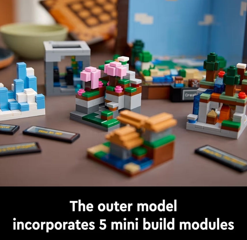 LEGO Minecraft Die Maaktafel, Versamelbare Videospeletjie Boustel met Minecraft Figure, Skare en Biome - 21265