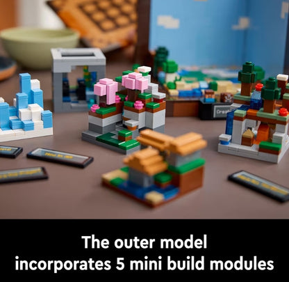 LEGO Minecraft Die Maaktafel, Versamelbare Videospeletjie Boustel met Minecraft Figure, Skare en Biome - 21265
