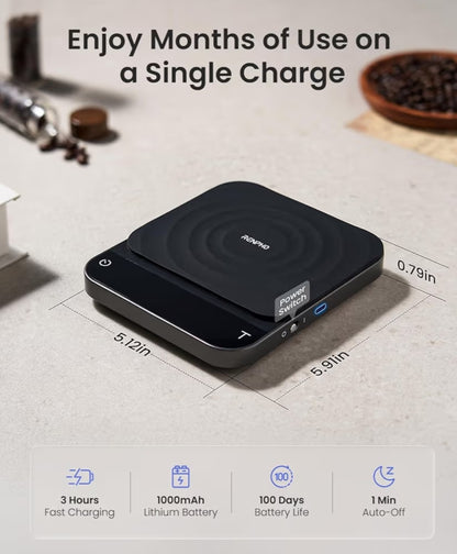 Smart Coffee Scale w/ Timer and Flow Rate Indicator and Body Measuring Tape