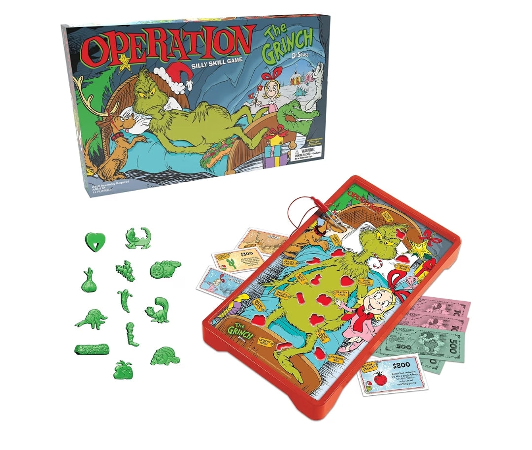 Operation: The Grinch Board Game | Classic Dr. Seuss Art & Custom Funatomy Parts