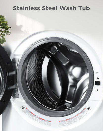 BLACK+DECKER 4.5 Kvt. Vt. Voorlaaiwasmasjien, Volgrootte Wasmasjien met 12 Siklusse, ENERGY STAR-gesertifiseerde Wasmasjien, Warm- en Kouetoevoerslange, LED-skerm, 120V, BFLW45M, Wit