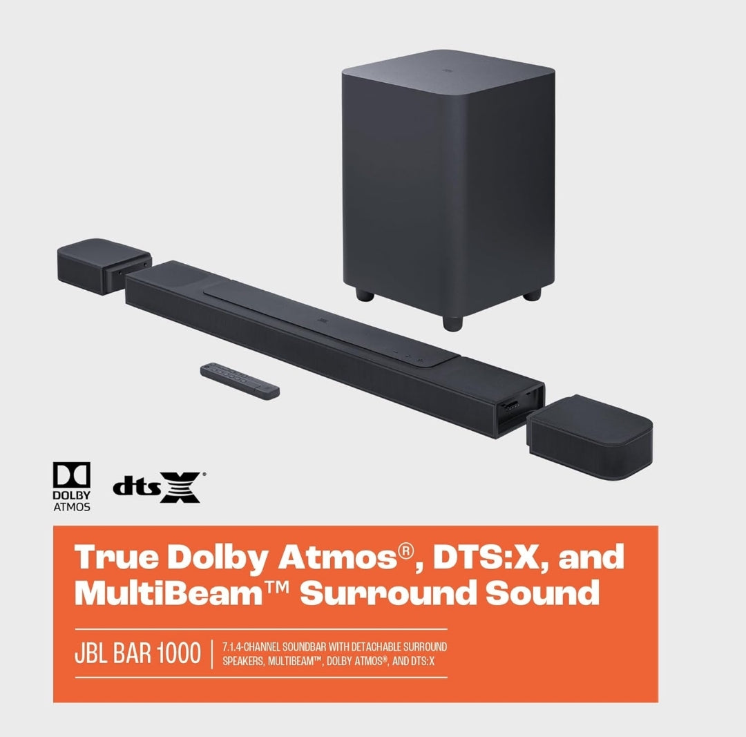 JBL Bar 1000: 7.1.4-Channel soundbar with Detachable Surround Speakers Dolby Atmos®-Black