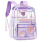 Clear Backpack for Girls Women Transparent Kids Elementary College School Bag Travel Laptop Backpacks Large Bookbags (Purple)