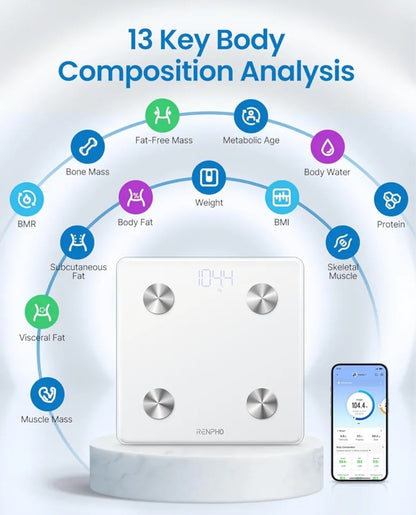 Smart Scale with BMI, Body Fat, Muscle Mass, Body Composition Analysis, Highly Accurate Bluetooth Scale with APP