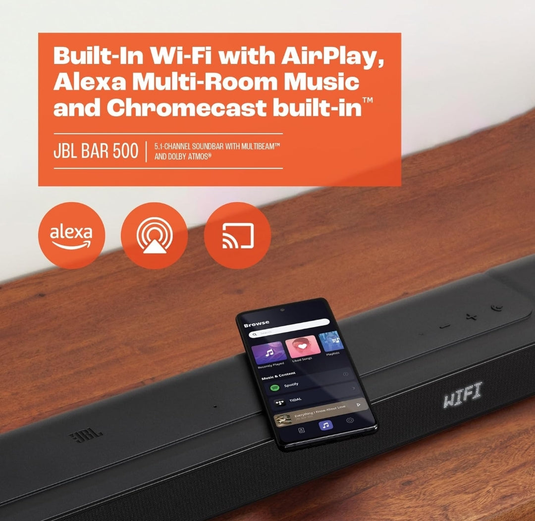 JBL Bar 500: 5.1-Channel soundbar with MultiBeam and Dolby Atmos - Black