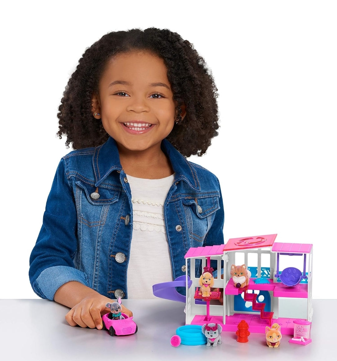 Barbie Pet Dreamhouse 2-Sided Playset, 10-pieces Include Pets and Accessories, 1-inch Pets, Kids Toys for Ages 3 Up by Just Play