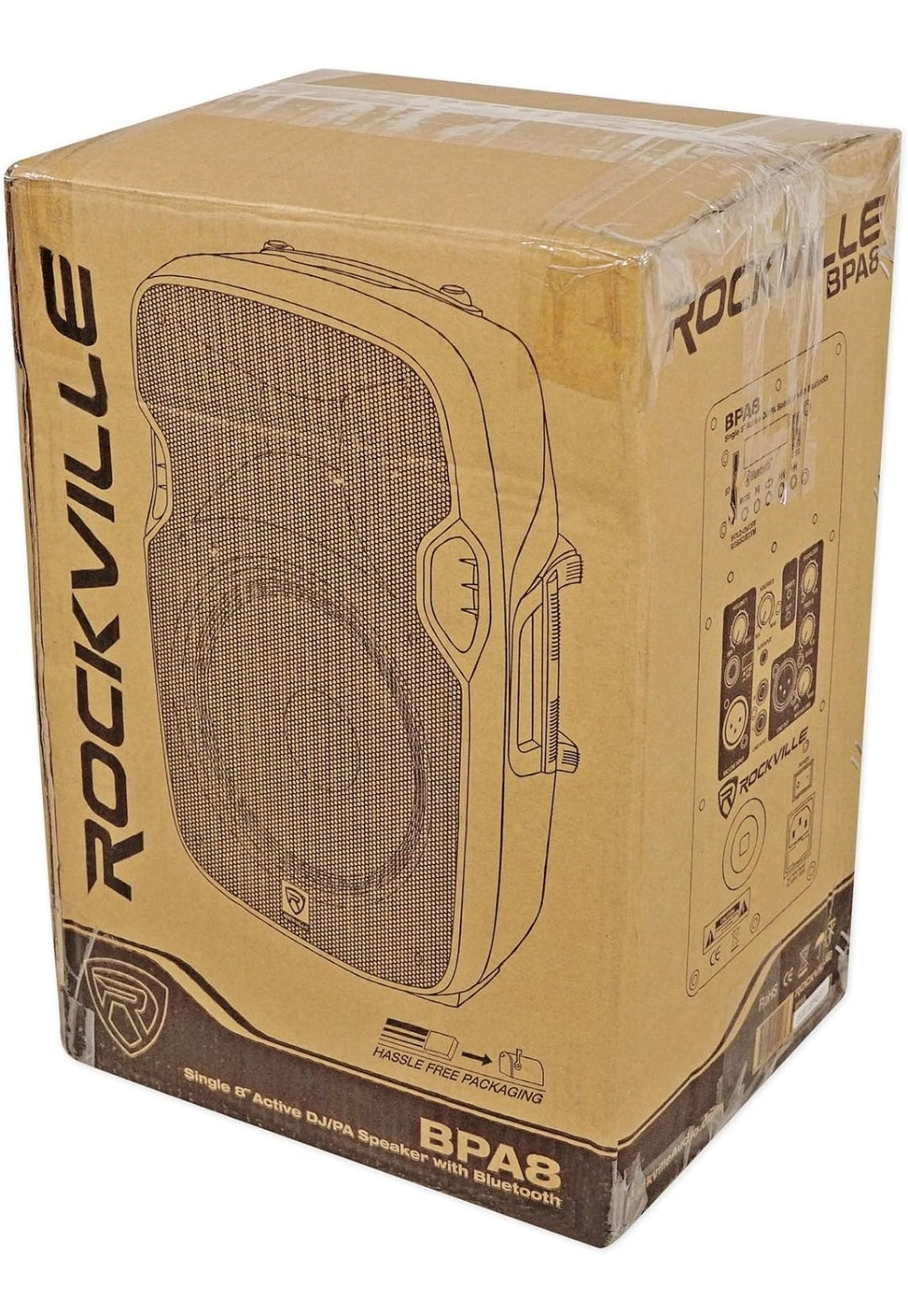BUNDLE (2) Rockville BPA8 8" Powered 300w DJ Speakers w Bluetooth+Totem Style Stands