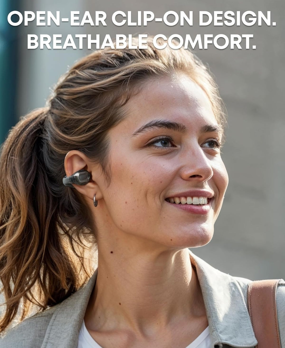 Soundcore C40i by Anker, Open-Ear Earbuds, Clip-On Headphones, Flexible Joint Design, Button Controls, Lightweight Comfort, Stable Fit with Attachable Ear Grips, Expansive Drivers for Clear Sound