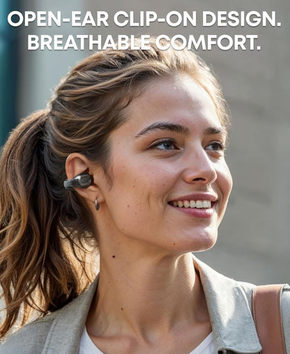 Soundcore C40i by Anker, Open-Ear Earbuds, Clip-On Headphones, Flexible Joint Design, Button Controls, Lightweight Comfort, Stable Fit with Attachable Ear Grips, Expansive Drivers for Clear Sound