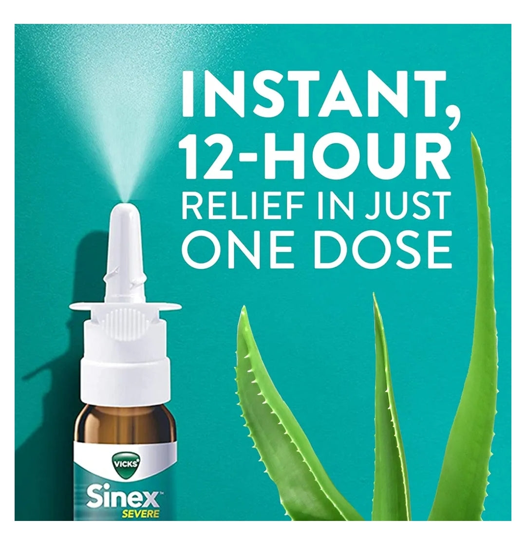 Vicks Sinex Severe Neussproei m/ Bevogtigende Ultrafyn Mis, Dekongestant vir Verstopte Neus Verligting van Verkoudheid (2)