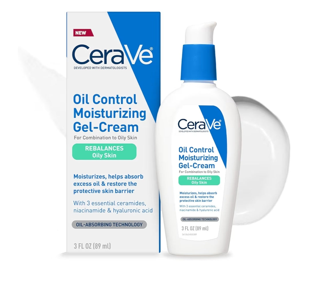 CeraVe Oil Control Moisturizing Gel-Cream, Face Moisturizer for Oily Skin, Niacinamide, Hyaluronic Acid & Oil Absorbing - Fragrance Free & Oil-Free