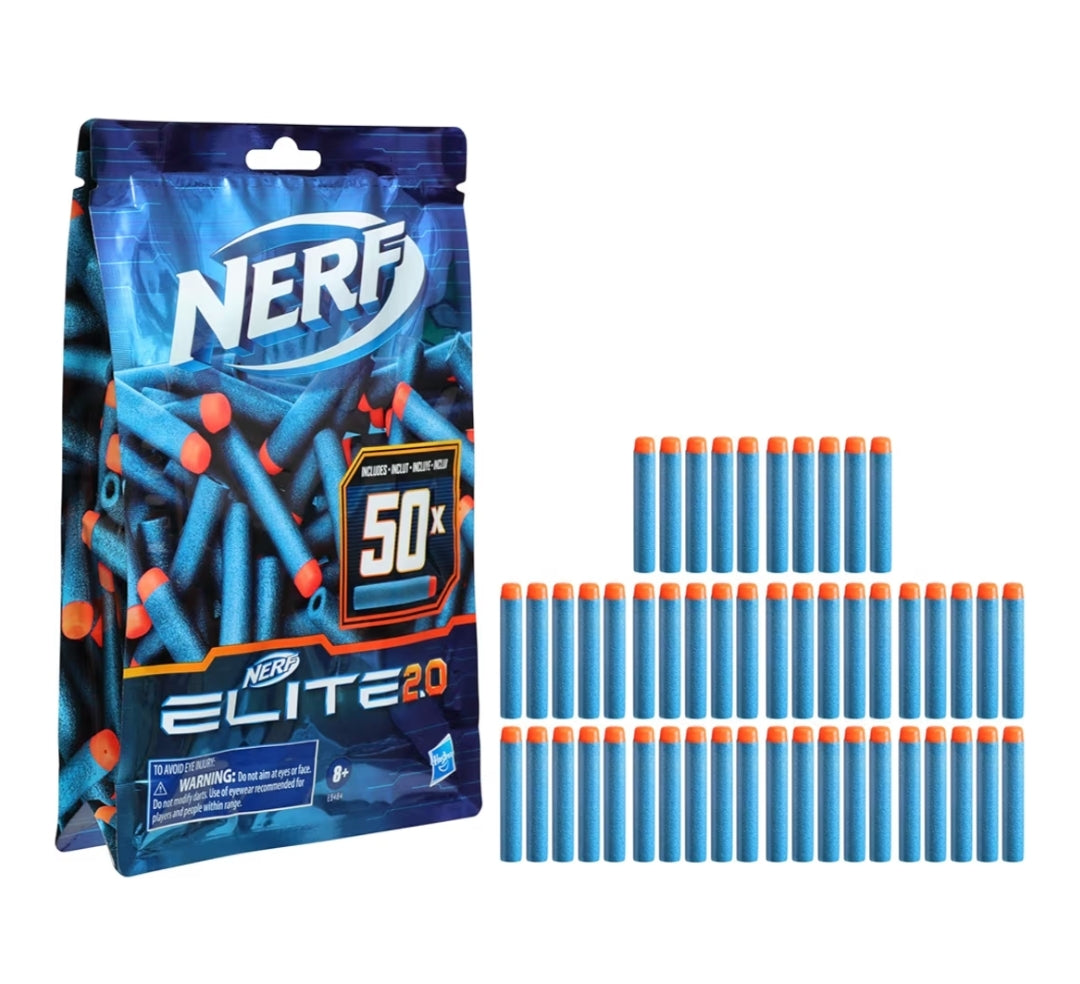 Nerf Elite 2.0 50-Dart Refill Pack, 50 Foam Darts Compatible with All Official Blasters That Use Elite Darts (Pack of 2)