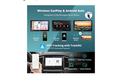 7" QLED-raakskerm Dubbel-DIN-motorstereo, draadlose CarPlay en Android Auto, ingeboude 4G LTE, dubbele Bluetooth, lewendige tru-aansig, Chat-AI