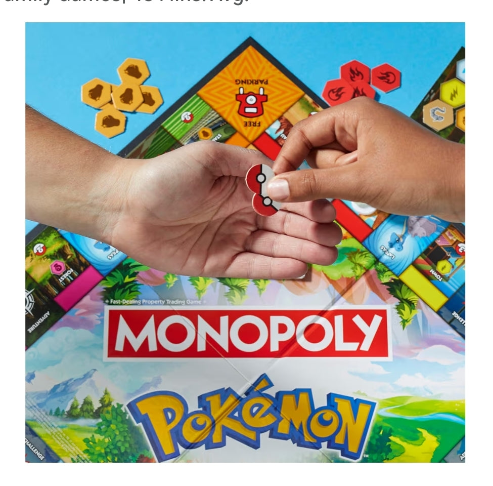 Monopoly Pokémon Edition Board Game - Ages 8 and Up (2 to 4 Players) Fun Family Games