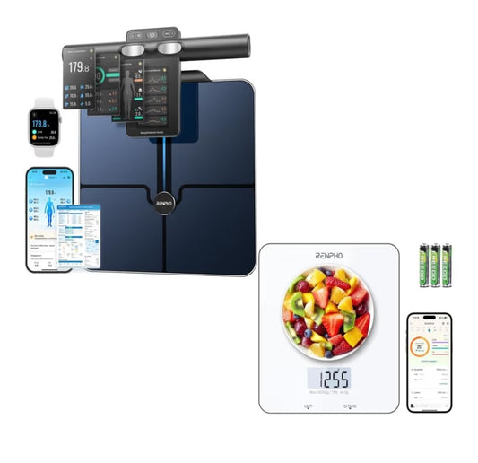 Bundle Smart Scale for Body Weight, 8-Electrode Body Composition Scale with BMI, Body Fat, Muscle Mass and Smart Food Scale