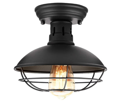 Opbou-Plafonlig Rustic Swart Metaal Raamwerk Naby Plafon Lamp E26 Basis