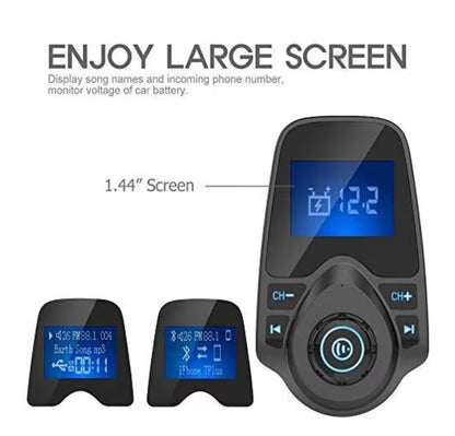 Bluetooth Motorkar FM Versender Klankadapter Ontvanger Koordlose Handsfree Voltmeter Motorkit TF Kaart AUX 1.44 Vertoning - Swart Mat