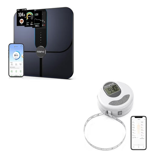 Smart Scale for Body Weight Fat, Bluetooth Smart Tape Measure with Lock Hook & Retractable Function
