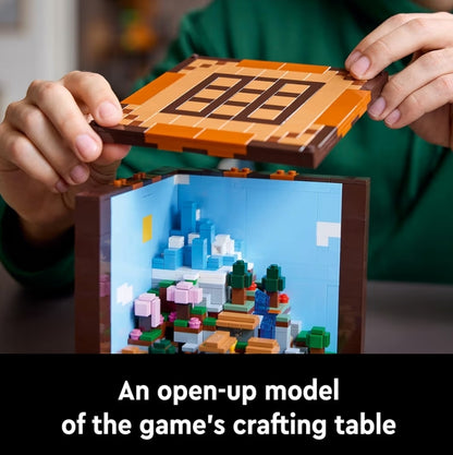 LEGO Minecraft Die Maaktafel, Versamelbare Videospeletjie Boustel met Minecraft Figure, Skare en Biome - 21265