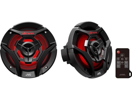 JVC CS-DR621MWL 6.5 Duim Motor & Marine, Motorsports, Motorklank Stereo 2-rigting Luidsprekers met Koel Ingeboude RGB LED-ligte, Weervast IPX5, 260 Watt, UV-beskermde Roosters Ingesluit - Wit