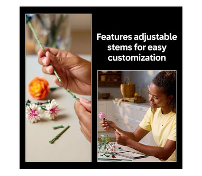 LEGO Botanicals Pretty Pink Flower Bouquet Building Set for Adults - Artificial Flowers for Decor