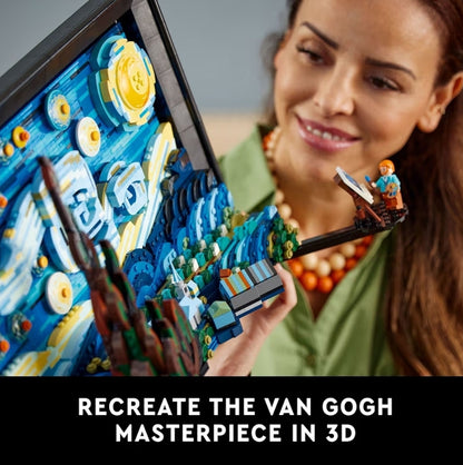 LEGO Ideas Vincent Van Gogh Die Sterrenag - Boustel vir Volwassenes, Ouderdom 18+ - Pragtig Gedetailleerde Muurkuns Dekor