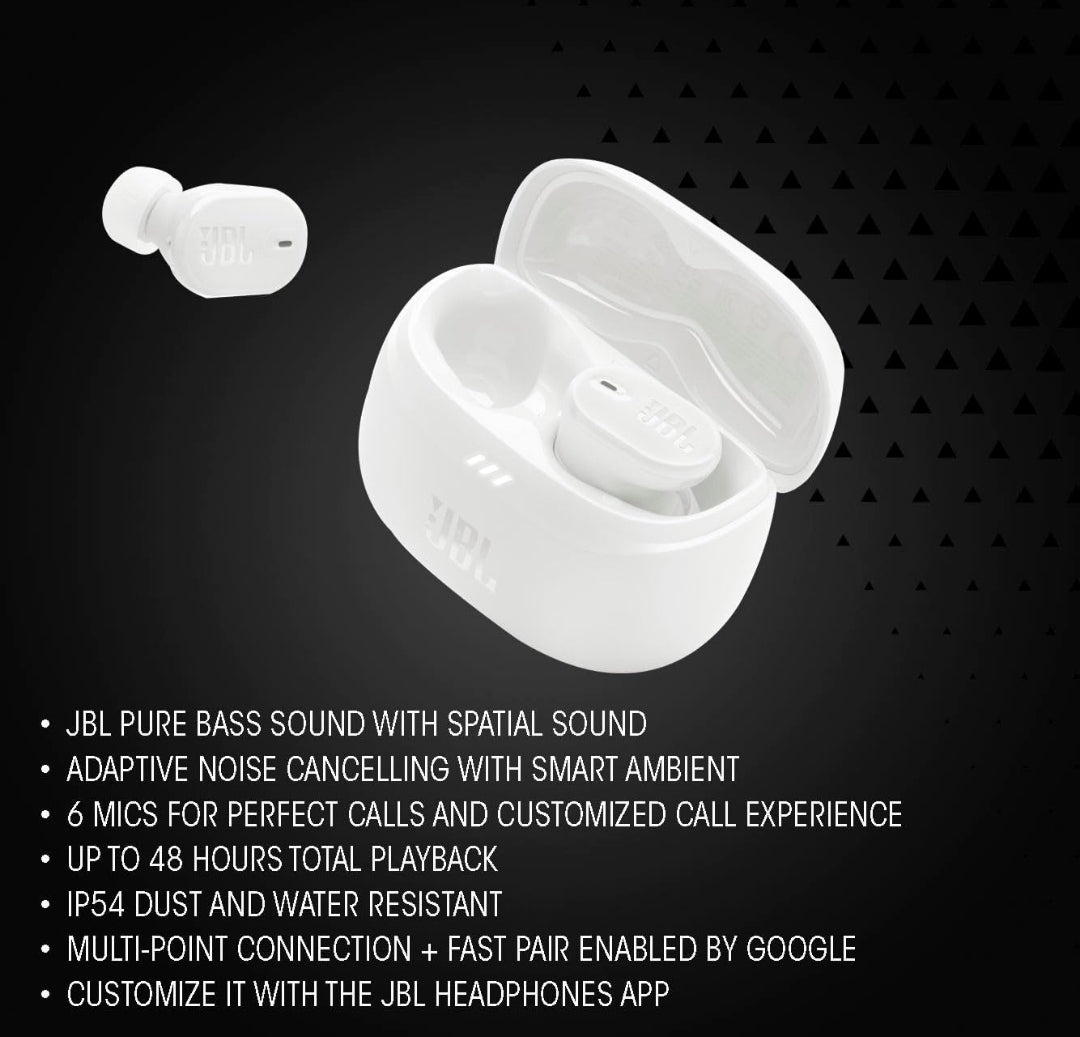 JBL Tune Buds 2 - True Wireless Noise Cancelling Earbuds Spatial Sound -  (White)