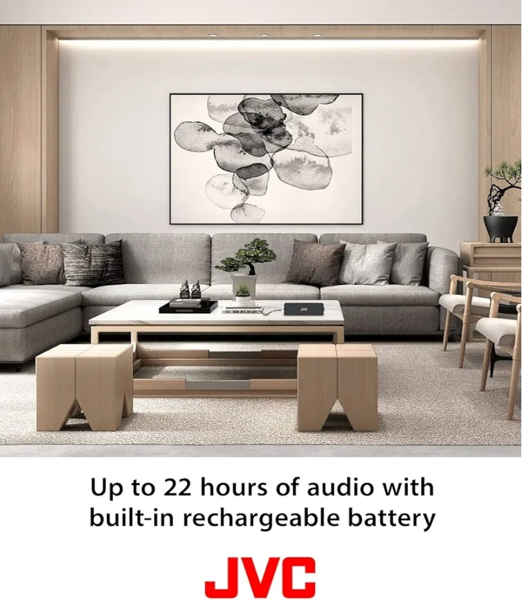 JVC Draagbare Draadlose Luidspreker met Stereoklank, Bluetooth 5.0, TWS Stereo Funksie, Waterdig IPX7, tot 22-Uur Batterylewe - SPSQ4BT, Swart