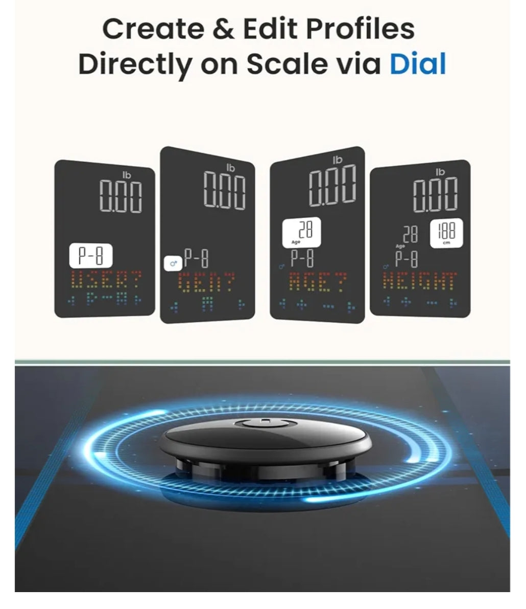 Smart Scale for BMI, Body Fat, Muscle Mass, High Accurate Bathroom Scale w/ Large VA Dispaly, 18 Body Composition (400lb)