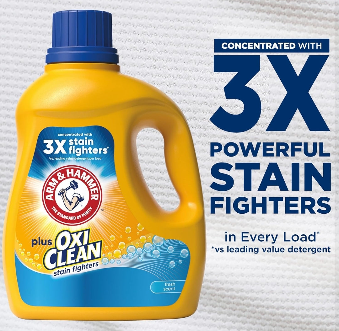 ARM & HAMMER Plus OxiClean Fresh Scent, 77 Loads Liquid Laundry Detergent (100.5 Fl oz)