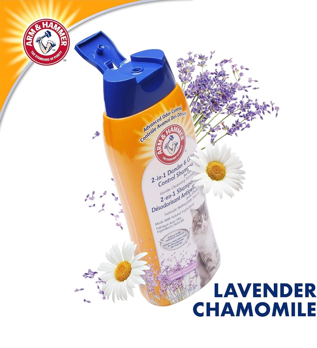 Arm & Hammer 2-in-1 Deodorizing & Shampoo for Cats Moisturizes and Deodorizes- Lavender Chamomile Scent (Pack of 6)