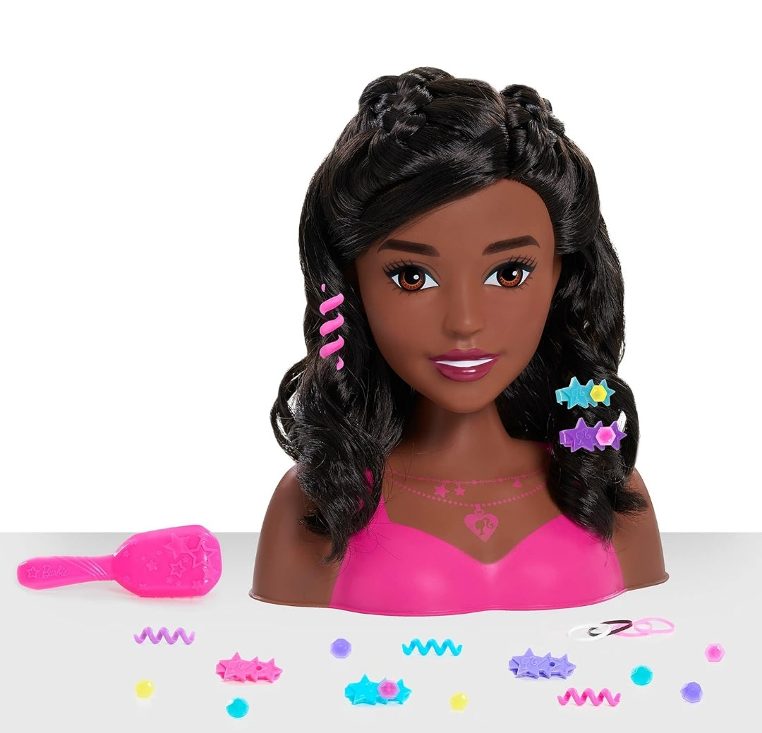 Barbie Fashionistas 8-inch Styling Head, Black Hair, 20-pieces