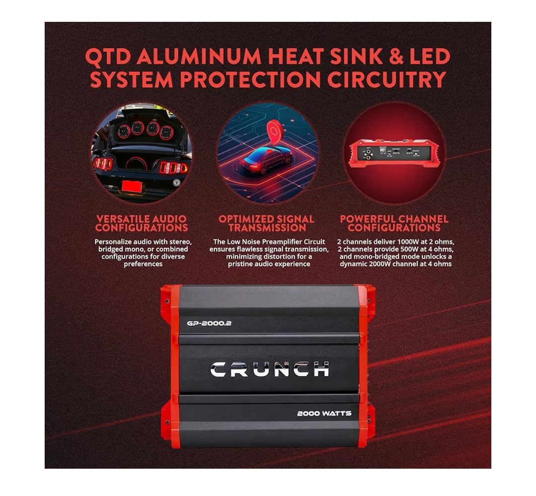 Crunch Ground Pounder GP-2000.2 2000 Watt 2 Kanaal Versterker - NUUT