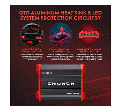 Crunch Ground Pounder GP-2000.2 2000 Watt 2 Kanaal Versterker - NUUT