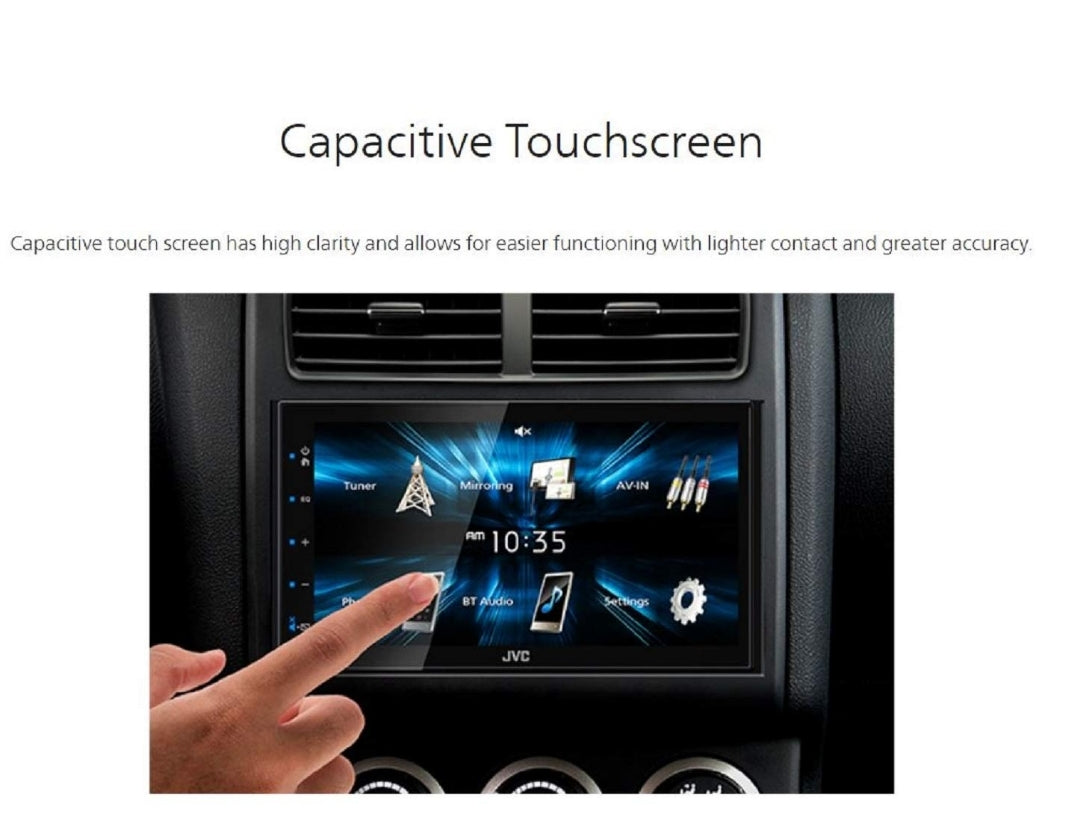 JVC KW-M150BT Bluetooth Motorradio-Ontvanger met USB-poort – 6.75" Raakskerm – AM/FM Radio – MP3-speler Dubbel DIN – 13-band EQ (Swart)
