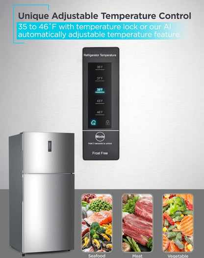 BLACK+DECKER 16.4 Cu. Ft. Yskas met Bo-vrieskas, 2-Deur Yskas met Bo-vrieskas en Aparte Temperatuurkontroles, Outomatiese Ontdooiing, Volgrootte, BR1640KS, Roesvrye Staal Voorkoms