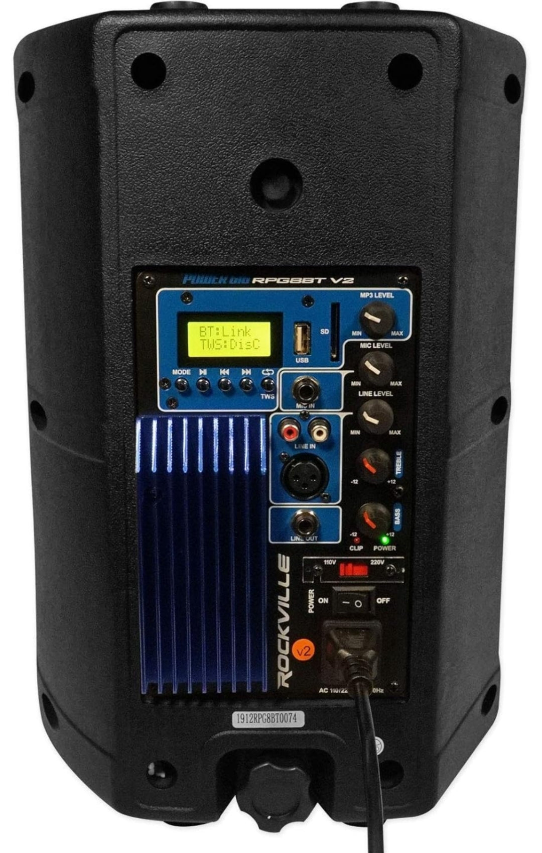 Rockville RPG8BT 8" Inch Powered 400W DJ PA Speaker BlueTooth