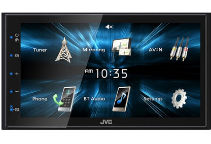 JVC KW-M150BT Bluetooth Motorradio-Ontvanger met USB-poort – 6.75" Raakskerm – AM/FM-radio – MP3-speler Dubbel DIN – 13-band EQ (Swart)