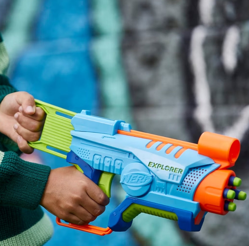 NERF Elite Junior Explorer Easy-Play Toy Foam Blaster w/ 8 Darts - Kids Outdoor Games