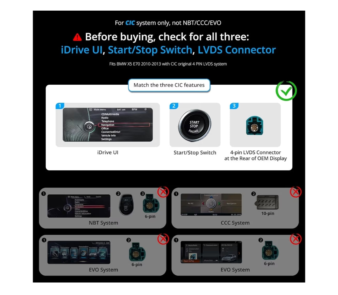 12.3" 6G+128G Android Head Unit Compatible wi/ BMW X5 Series E70 2010-2013 CIC System, 4G LTE, Wireless CarPlay & Android Auto, DSP・32Band EQ,SCVC, GPS Tracking