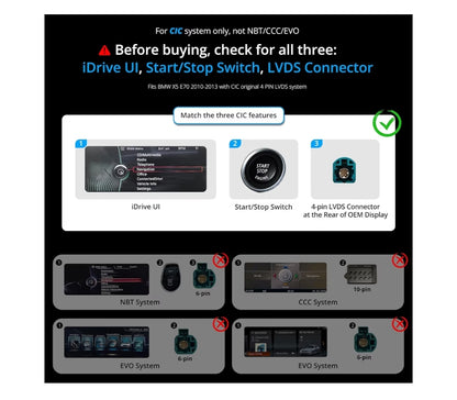 12.3" 6G+128G Android-hoofeenheid versoenbaar met BMW X5-reeks E70 2010-2013 CIC-stelsel, 4G LTE, draadlose CarPlay & Android Auto, DSP・32-band EQ, SCVC, GPS-opsporing